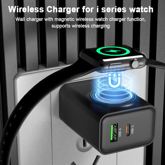 ⚡🔋Carregador de Parede Sem Fio 3 em 1 para Relógio⏱️✨