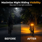 Iluminação Inteligente para Bicicleta 🔦 Luz Intermitente Sem Fio + Seta de Direção com Controle Remoto 💡 Alta Visibilidade, Impermeável e Recarga Rápida 👀