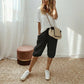 Calça Capri Feminina Casual Algodão e Linho