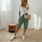 Calça Capri Feminina Casual Algodão e Linho