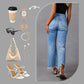 👋 50% DE DESCONTO AGORA! ✨ Calça Jeans Feminina Cintura Alta Flare Rasgada – Detalhes Desgastados, Pernas Flare Curtas e Jeans Elástico de Alta Qualidade 💙