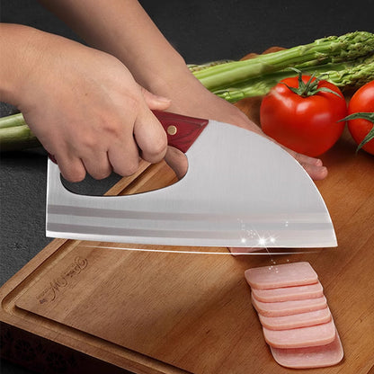 🥬 50% DE DESCONTO! Faca de cozinha ergonômica – design para pegada frontal e punho antiderrapante. Ideal para quem tem artrite ou fraqueza nos punhos. Corte legumes e carnes com facilidade. Ótima opção de presente para amantes da culinária. 🍅🔪