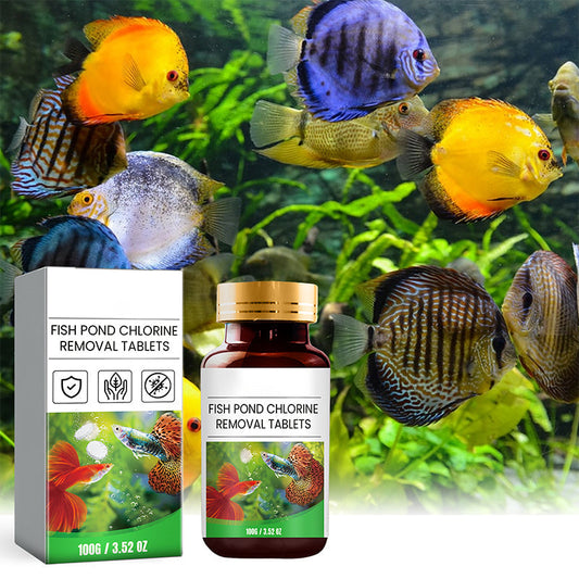 Pastilhas para remoção de cloro em lagos de peixes e aquários