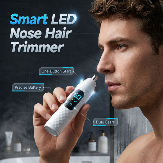 🔥50% DE DESCONTO ✨ Aparador de Pelos Nasais Recarregável com LED Inteligente 🪒