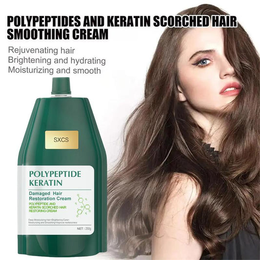 ⏳Promoção por Tempo Limitado 50% de Desconto⏰ Creme Reparador de Danos Capilares Hidratante e Alisante com Queratina e Polipeptídeos 🥇