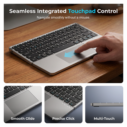 Teclado dobrável ultrafino com touchpad e suporte integrados