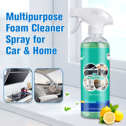 Spray de limpeza multiuso em espuma para carro e casa.