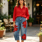 🔥Novidade 2026 promoção com 50% de desconto🔥Calça jeans pantalona floral feminina💙