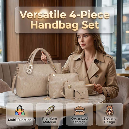 ✨Novidade 2026✨ Conjunto 4 bolsas estilosas com detalhe de urso | Bolsa mãe e filha multifuncional: ombro, cruzada e de mão