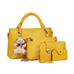 ✨Novidade 2026✨ Conjunto 4 bolsas estilosas com detalhe de urso | Bolsa mãe e filha multifuncional: ombro, cruzada e de mão