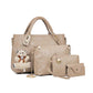 ✨Novidade 2026✨ Conjunto 4 bolsas estilosas com detalhe de urso | Bolsa mãe e filha multifuncional: ombro, cruzada e de mão