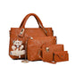✨Novidade 2026✨ Conjunto 4 bolsas estilosas com detalhe de urso | Bolsa mãe e filha multifuncional: ombro, cruzada e de mão
