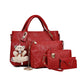 ✨Novidade 2026✨ Conjunto 4 bolsas estilosas com detalhe de urso | Bolsa mãe e filha multifuncional: ombro, cruzada e de mão