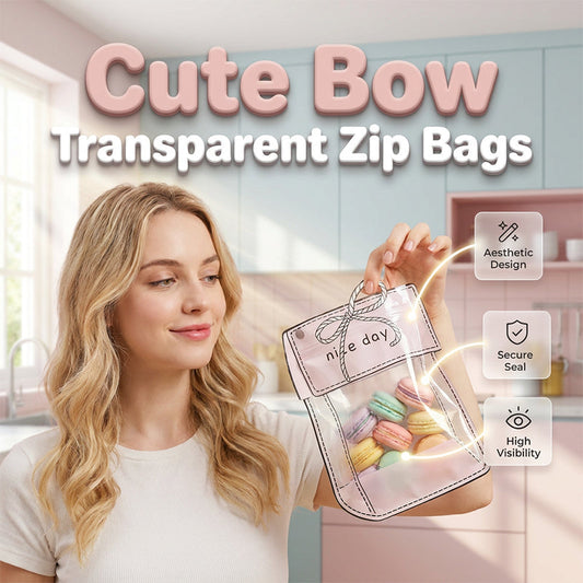 Sacolas Zip Transparentes com Laço de Desenho Animado