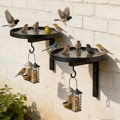 Banheira para Pássaros de Metal Parede – Acabamento Bronze Antigo 🐦🛁🧱🏡