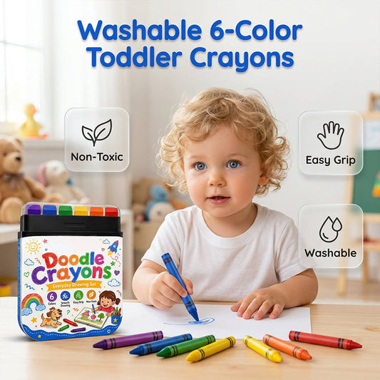 🖍️🧽👶Lápis de cera apagáveis para criança – 6 cores – seguro para bebês