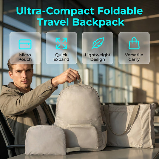 💧 Waterproof Foldable Multi-Use Lightweight Travel Backpack 🎒