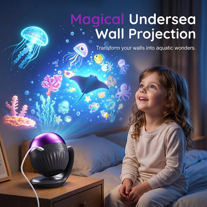 🌌 Projetor de Luz Noturna Céu Estrelado Oceânico com Música para Quarto Infantil