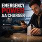 Carregador portátil de emergência para celular — Power Bank alimentado por pilhas AA com lanterna LED